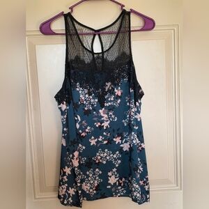 Maurices Teal Floral Lace Chemise XL